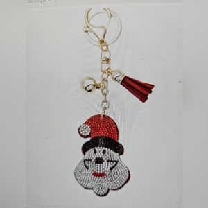 DIVAS LiMiTED Red and Black Santa Keychain with Gold Ring